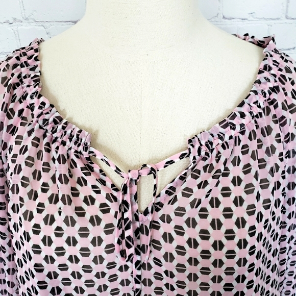 INC International Concepts Sheer Geometric Pattern Blouson Style Blouse--NWT--M - Picture 4 of 11